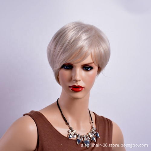Celebrity Wigs white short natural straight Synthetic hair for Costume / Cosplay Party Wigs